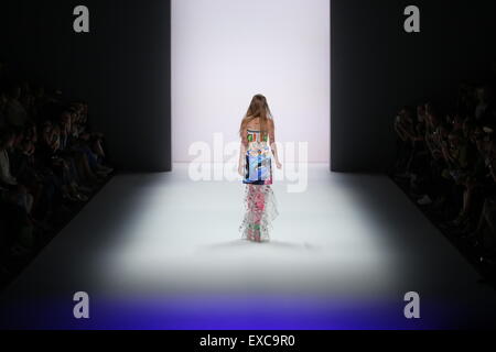 Berlin, Germany. 10th July, 2015. Mercedes-Benz Fashion Week Spring or Summer 2016 in Berlin. A model presents collection of Fydor Golan. © Simone Kuhlmey/Pacific Press/Alamy Live News Stock Photo