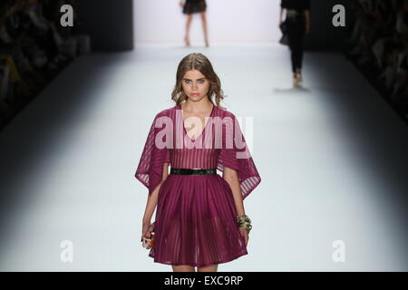 Berlin, Germany. 09th July, 2015. Mercedes-Benz Fashion Week Spring/Summer 2016 in Berlin. A model presents collection of Dimitri. © Simone Kuhlmey/Pacific Press/Alamy Live News Stock Photo