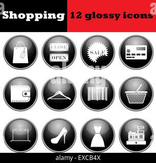 Set of shopping glossy icons. EPS 10 vector illustration. Stock Vector