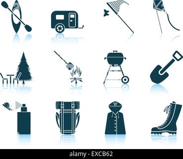 Set of camping icons. EPS 10 vector illustration without transparency. Stock Vector