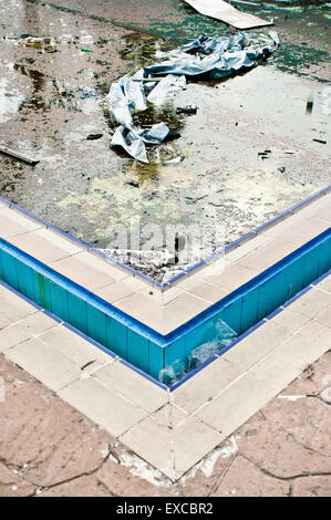 Corner of a derelict swimming pool in Turkey Stock Photo