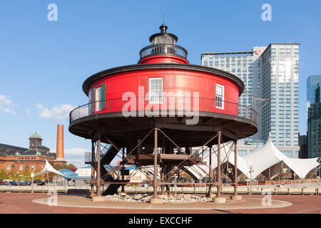 Seven Foot Knoll Light in Baltimore, Maryland. Stock Photo
