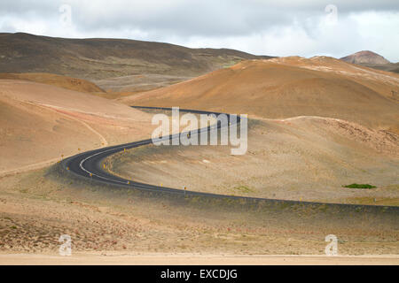 Famous ring road around Iceland through volcanic area Stock Photo