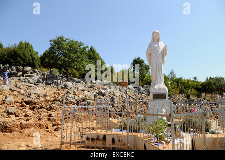 Statue of Virgin Mary at Podbrdo, place of apparition in Medjugorje. Stock Photo