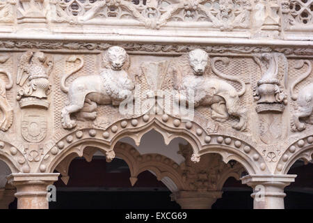 Detail of the columns in the patio of Palace of El Infantado, Palacio del Infantado, Guadalajara Stock Photo