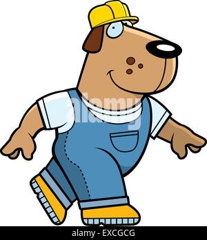 A happy cartoon dog builder in a hardhat. Stock Vector