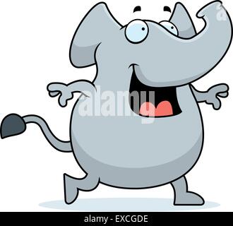 A happy cartoon elephant walking and smiling. Stock Vector