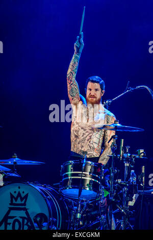 July 10, 2015 - Clarkston, Michigan, U.S - ANDY HURLEY of FALL OUT BOY performing on the BOYS OF ZUMMER TOUR at DTE Energy Music Theatre in Clarkston Mi on July 10th 2015 (Credit Image: © Marc Nader/ZUMA Wire) Stock Photo