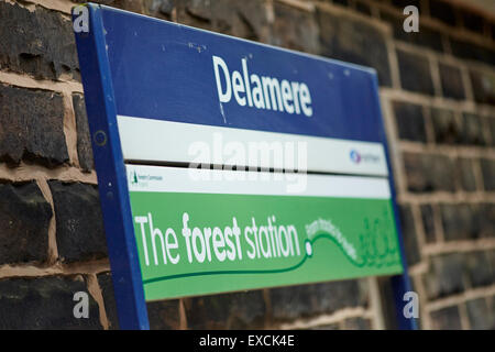 Delamere railway station opened on 22 June 1870. It serves both the village of Delamere and Delamere Forest in Cheshire, England Stock Photo