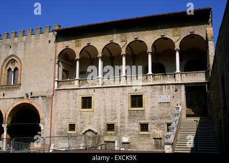 Italy, Le Marche, Fano, Palazzo Malatesta, civic museum, courtyard, loggia Stock Photo