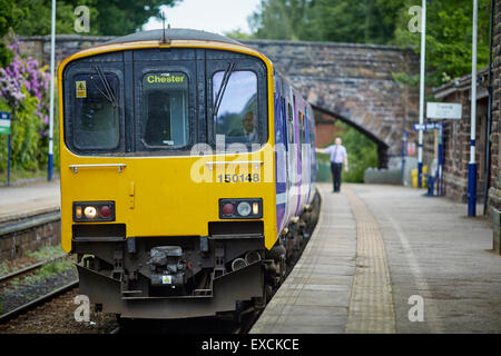 Delamere railway station opened on 22 June 1870. It serves both the village of Delamere and Delamere Forest in Cheshire, England Stock Photo
