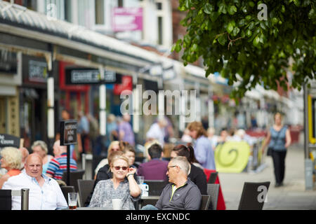 Pictures around Southport   Pictured Glazed canopies on shop frontages at Lord Street is the main shopping street of Southport, Stock Photo