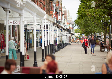 Pictures around Southport   Pictured Glazed canopies on shop frontages at Lord Street is the main shopping street of Southport, Stock Photo