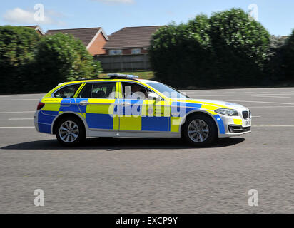 Maidstone, Kent, UK. 11th July, 2015. Police officers demostrate their skills and equipment at the Kent Police Open Day. Traffic officers speeding aftera suspect Credit:  Matthew Richardson/Alamy Live News Stock Photo
