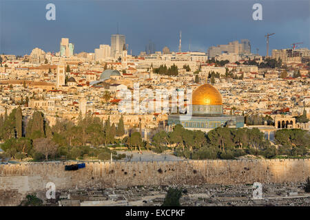 Jerusalem - Outlook from Mount of Olives to old town Stock Photo
