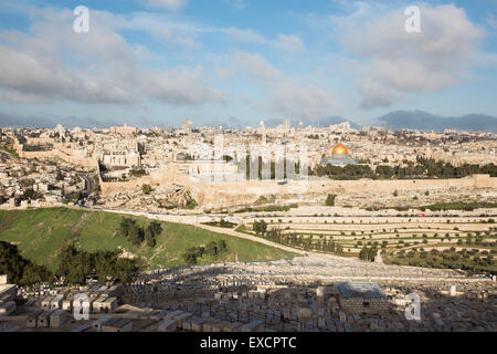 Jerusalem - Outlook from Mount of Olives to old town Stock Photo