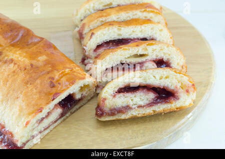 Homemade traditional strudel with strawberry jam Stock Photo