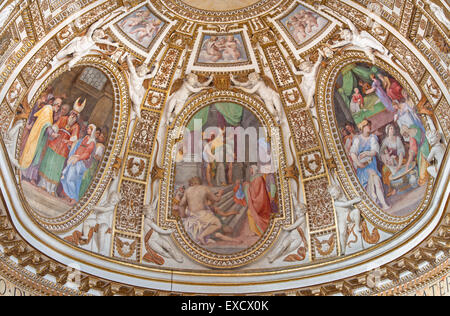 ROME, ITALY - Frescoes from life of Virgin Mary in church Chiesa di Santa Maria ai Monti by Giacinto Gimignani e Ilario Casolani