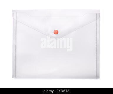 Transparent plastic envelope isolated on white Stock Photo