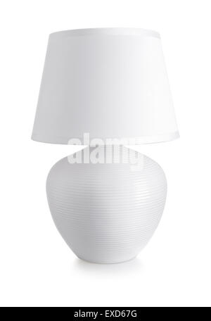 White ceramics table lamp isolated on white Stock Photo