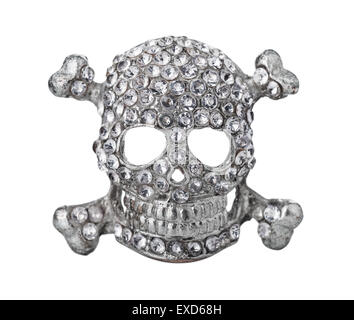 Old silver skull isolated on white Stock Photo