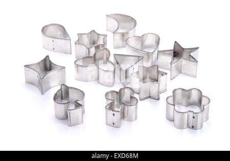 Group of cookie cutters isolated on white Stock Photo