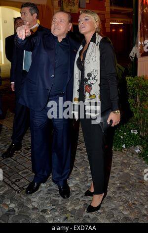 Silvio Berlusconi and his partner, Francesca Pascale out and about together in Portofino  Featuring: Silvio Berlusconi, Francesca Pascale Where: Portofino, Italy When: 09 May 2015 Stock Photo