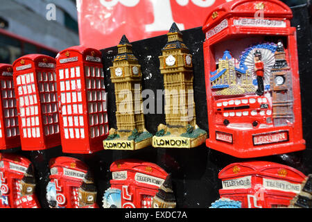 Big Ben and other London tourist souvenirs for sale in central London, England, UK Stock Photo