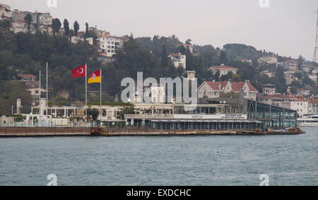 ISTANBUL, TURKEY - NOVEMBER 01, 2014: Galatasaray Islet on Bosphorus Strait. Island was built in 1872 by architect Sarkis Balyan Stock Photo