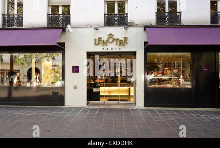 Facade Lenotre, upscale bakery store, chocolate, pastries, Bastille, Paris Stock Photo