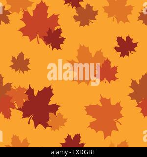 Colorful autumn seamless pattern with maple leaves and berries. Hand ...
