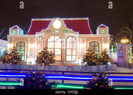 MOSCOW - DECEMBER 22, 2014: Christmas illumination on Pushkinskaya square Stock Photo