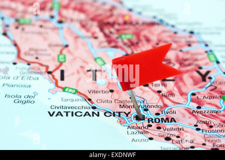 Rome pinned on a map of europe Stock Photo