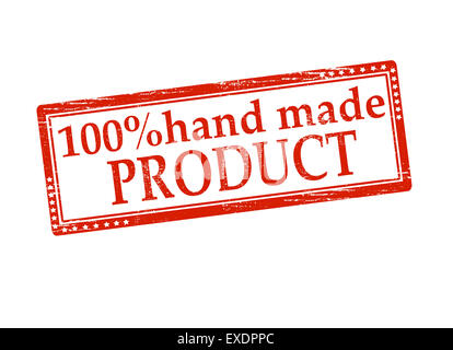 Rubber stamp with text one hundred percent hand made product inside, illustration Stock Photo