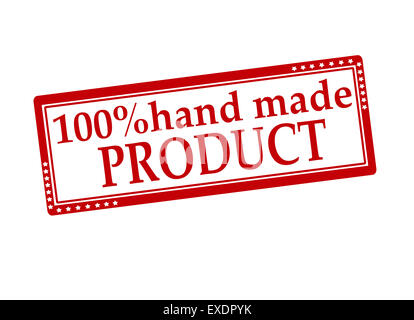 Rubber stamp with text one hundred percent hand made product inside, illustration Stock Photo