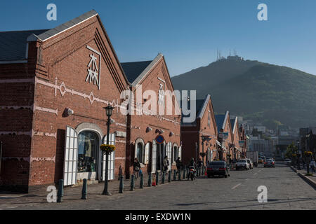 Kanemori Red Brick Warehouses in Hakodate, Japan Stock Photo