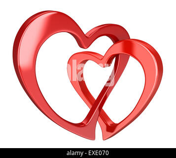 Two bound hearts (clipping path included) Stock Photo