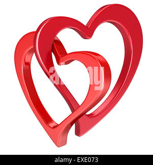 Two bound hearts (clipping path included) Stock Photo