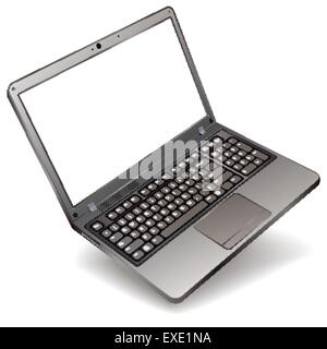 photo realistic laptop with blank screen isolated on white background Stock Vector
