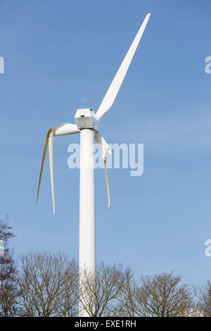 Wind turbine with broken wings after a heavy spring storm in the Netherlands Stock Photo