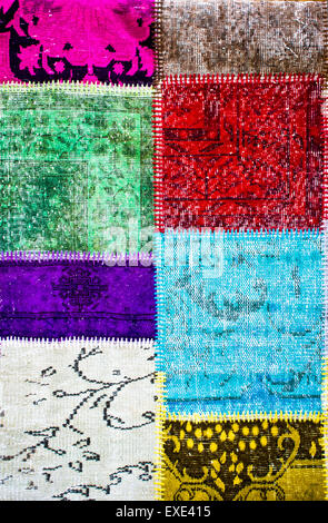 Part of a colorful  patchwork textile as a background Stock Photo