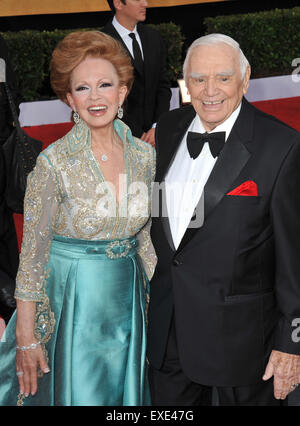 LOS ANGELES, CA - JANUARY 30, 2011: Ernest Borgnine & wife Tova Borgnine at the 17th Annual Screen Actors Guild Awards at the Shrine Auditorium. Stock Photo