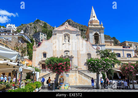 San Giuseppe Church in Aprile Square, Taormina, Messina district, Sicily, Italy Stock Photo
