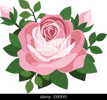 pink flower with leaves vector design Stock Vector Image & Art - Alamy