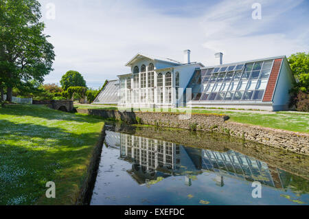 Orangery of Palmse manor and reflection in water canal, Estonia Stock Photo