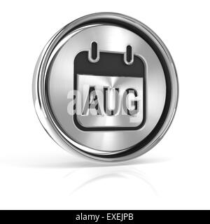 Metallic August calendar icon Stock Photo