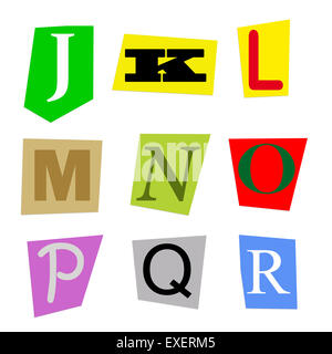cut out letters J to R Stock Photo