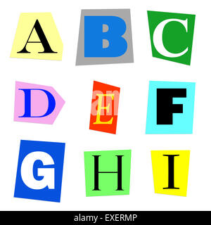 cut out letters A to I Stock Photo