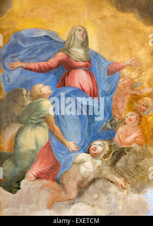 ROME, ITALY - MARCH 27, 2015: The fresco of Immaculate Conception by Giuseppe Vasconio (17. cent.) in Basilica di Sant Agostino. Stock Photo