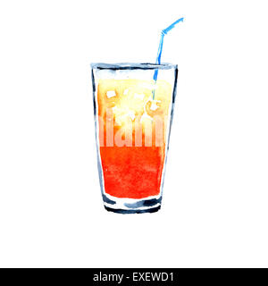 Orange juice. Watercolor illustration on a white background Stock Photo